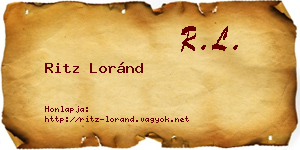 Ritz Loránd névjegykártya